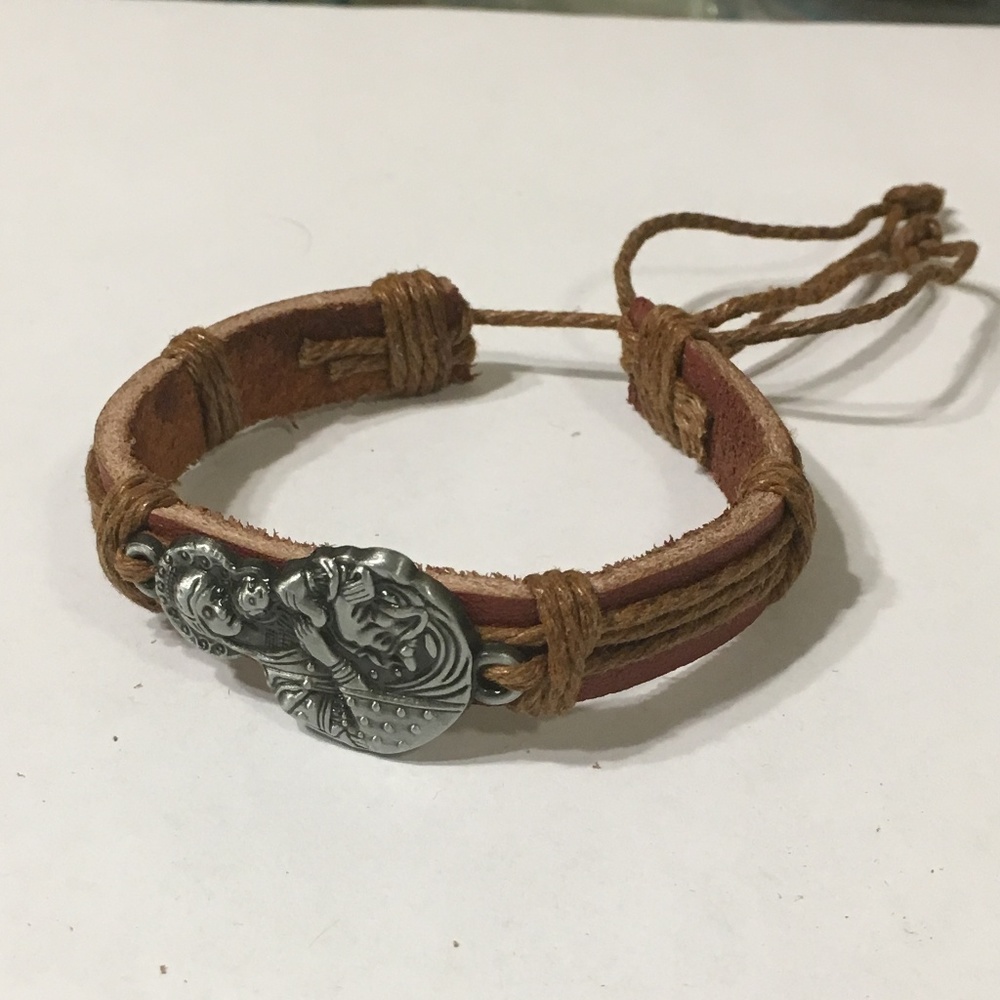 10/$20 ** Faux leather bracelet religious charm
